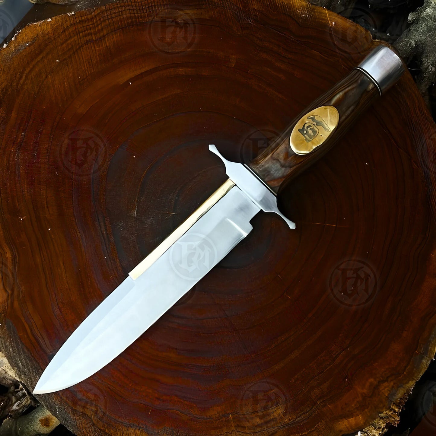 Premium Barney Ross Toothpick Knife Replica with Walnut Stand