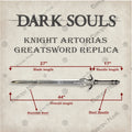 Premium Dark Souls Artorias Greatsword Replica with Ebony Plaque