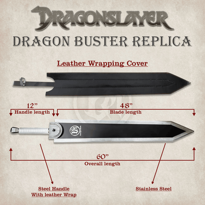  Berserk Guts Dragon Slayer Sword – High-Quality Replica with Leather Handle