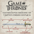 Premium Brienne of Tarths Oathkeeper Game of Thrones Sword Replica with stainless steel blade.