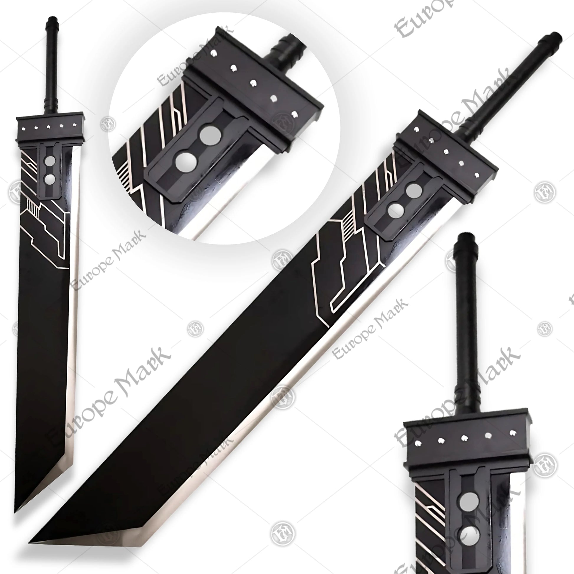 Premium Cloud Strife Buster Sword Replica from Final Fantasy VII with Walnut Plaque