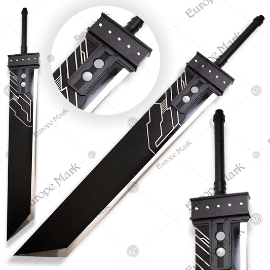 Premium Cloud Strife Buster Sword Replica from Final Fantasy VII with Walnut Plaque