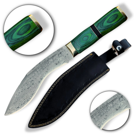 Premium Damascus Kukri Machete Knife Replica with damascus knife.