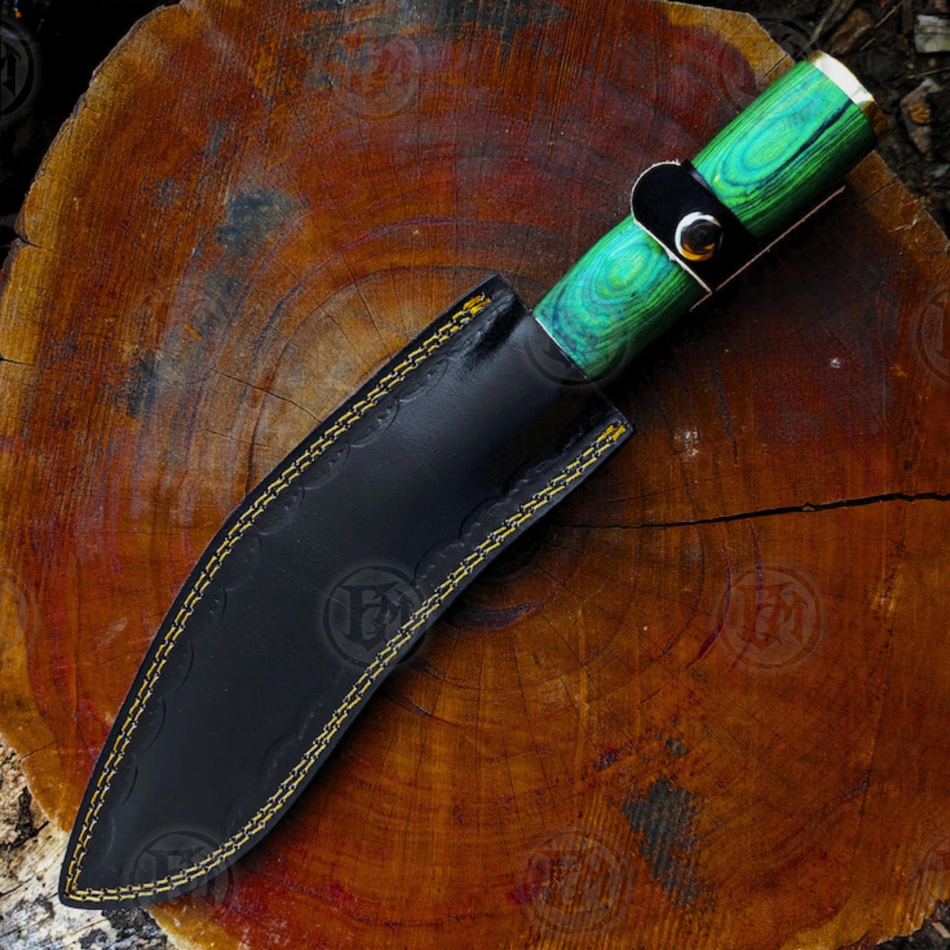 Premium Damascus Kukri Machete Knife Replica with damascus knife.