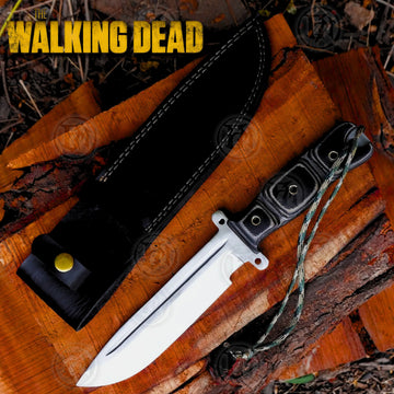 Premium Daryl Dixon Legacy Bowie Knife Replica with Walnut Stand