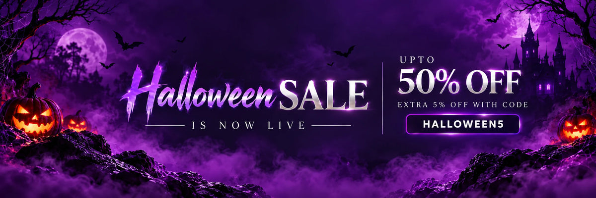 1. Europe Mark Halloween Sale mobile banner with up to 50% off and extra 5% discount using code HALLOWEEN5