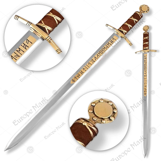 Premium Excalibur Sword Cosplay Replica with Oak Stand