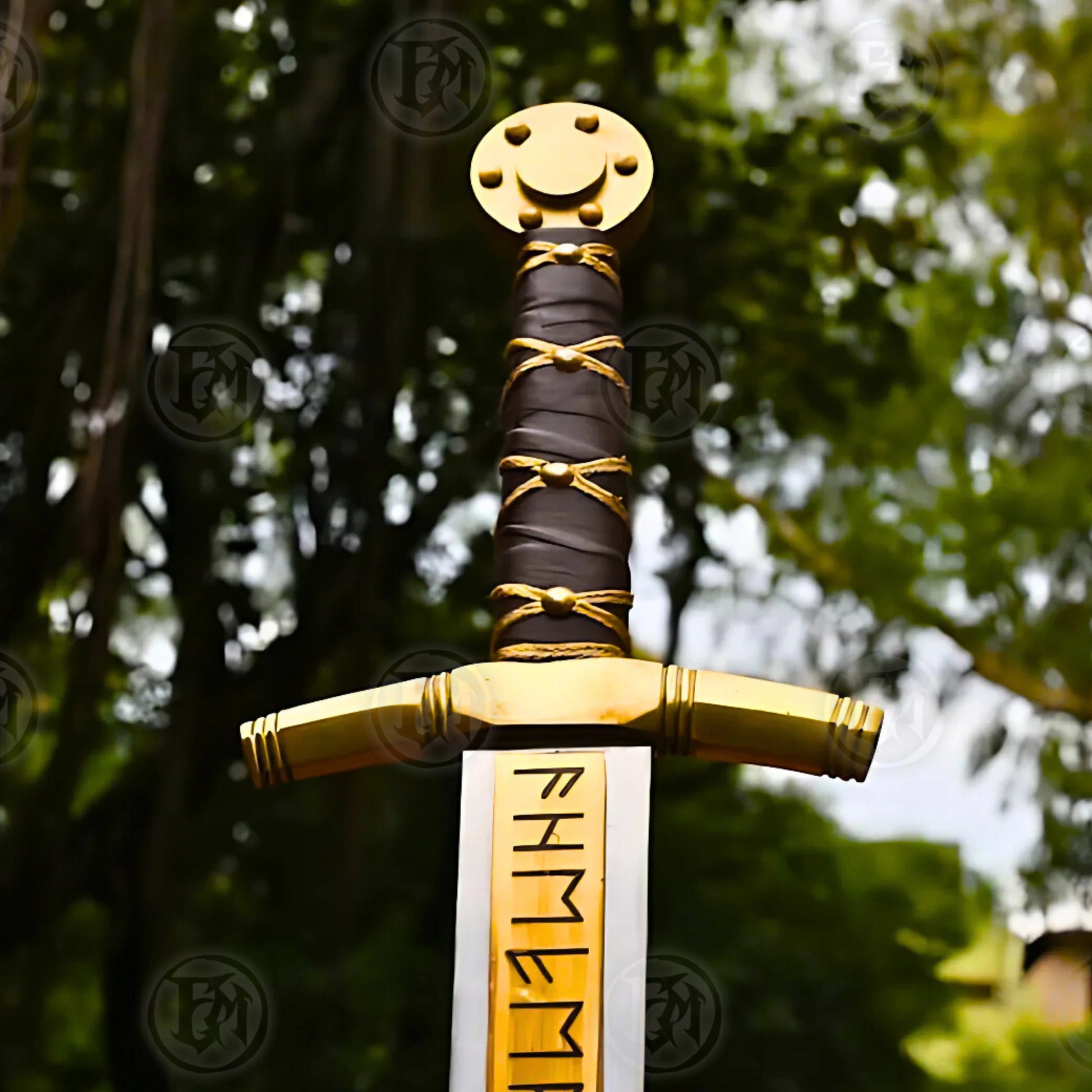 Premium Excalibur Sword Cosplay Replica with Oak Stand