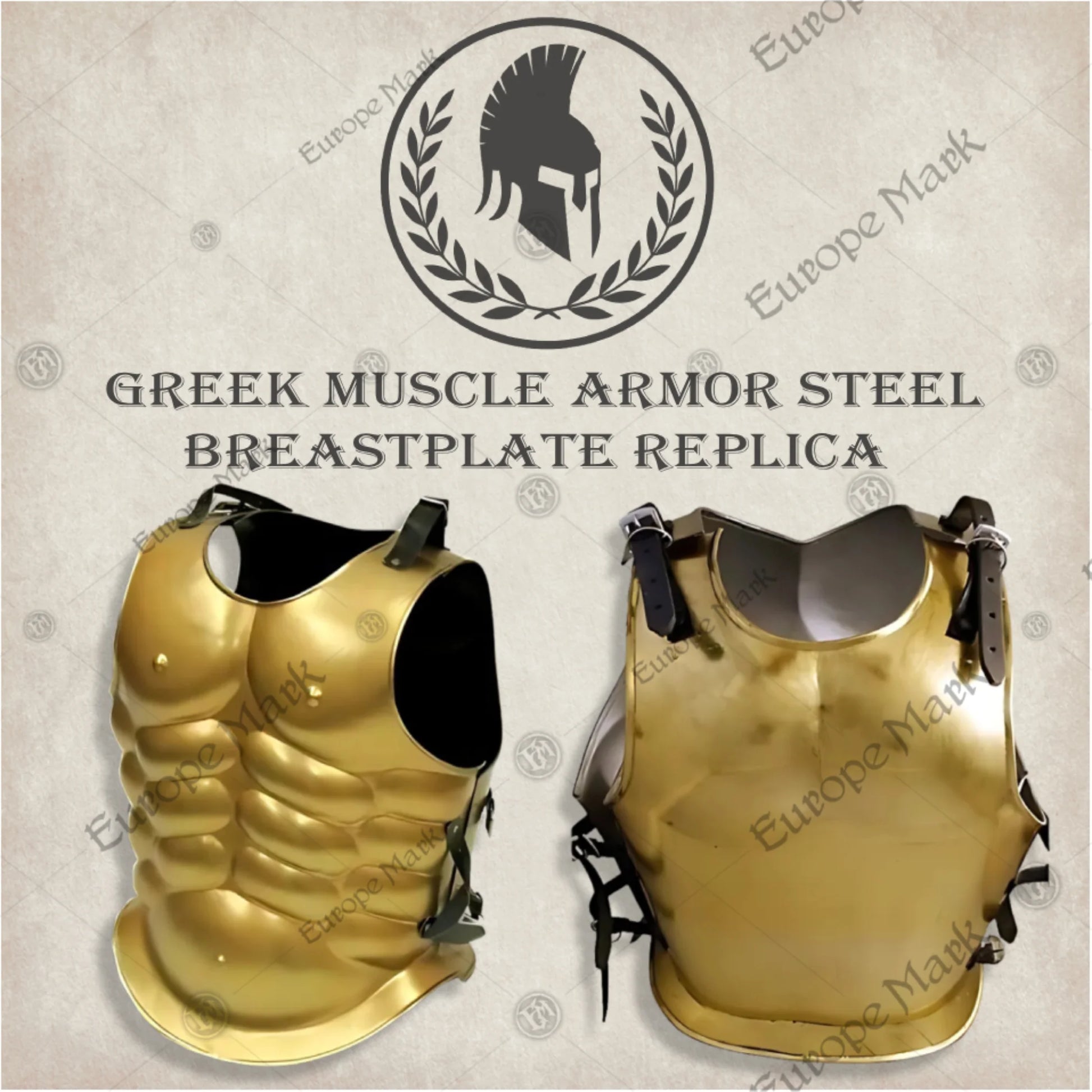 Premium Greek Muscle Cuirass Armor Replica Goldwith high-carbon stainless steel.