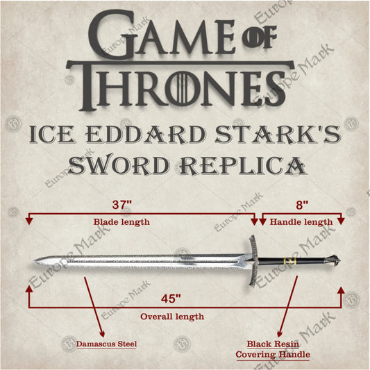 Premium Ice Eddard Starks Game of Thrones Sword Replica with damascus steel.
