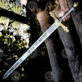 Premium King Arthur Excalibur Crown Head Merlin Sword Replica with stainless steel blade.