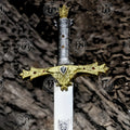 Premium King Arthur Excalibur Crown Head Merlin Sword Replica with stainless steel blade.