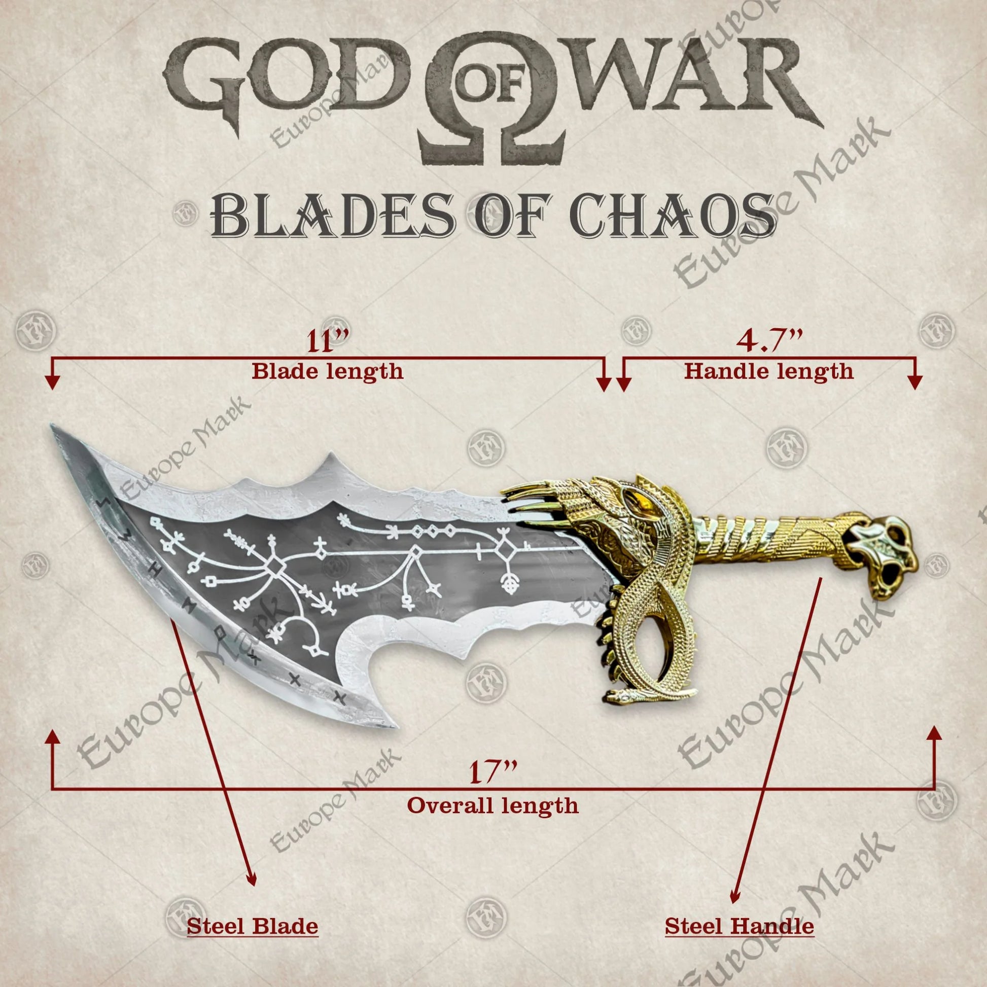 Kratos Gold Blades of Chaos Replica GOW