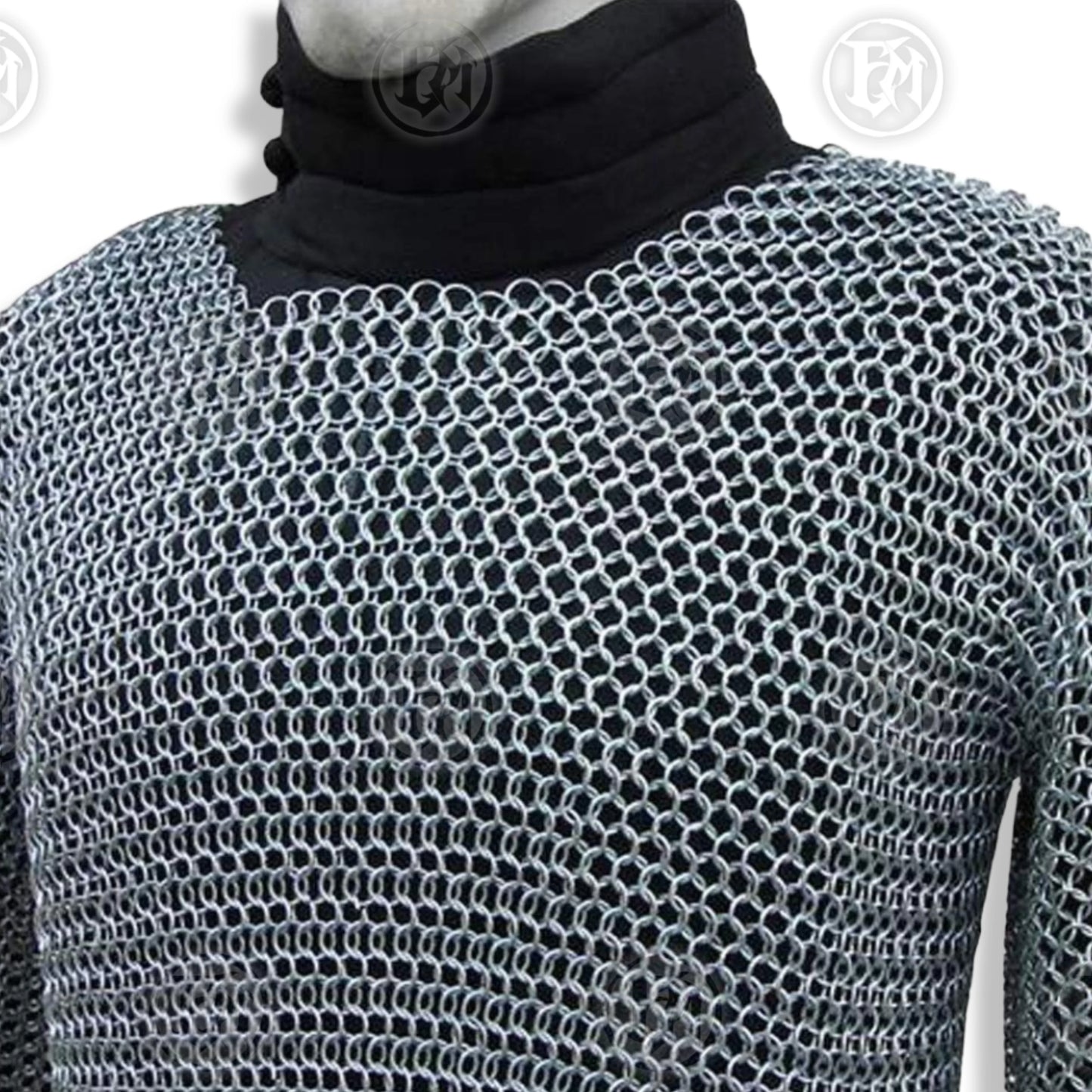 Premium Medieval Chain Mail Shirt Hauberk Armor Set Replica with aluminium rings.