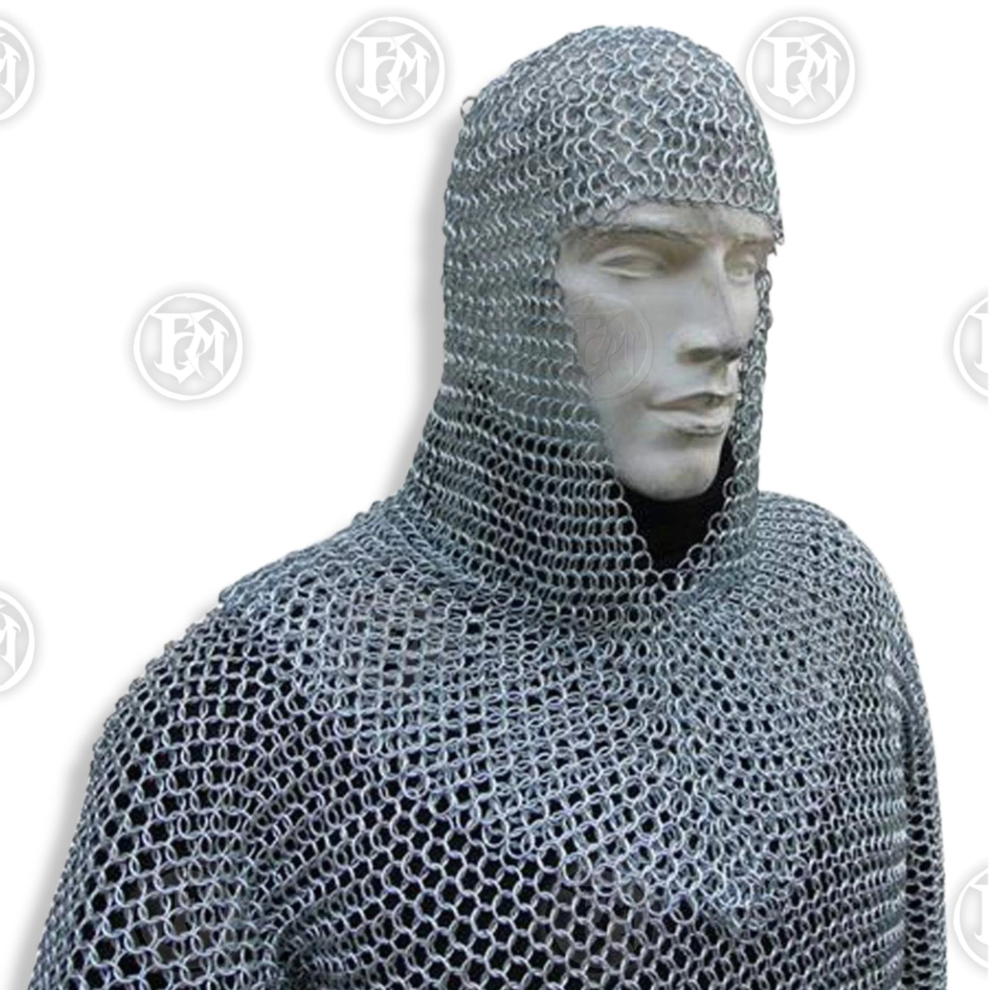 Premium Medieval Chain Mail Shirt Hauberk Armor Set Replica with aluminium rings.