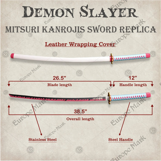 Mitsuri Kanroji Sword from Demon Slayer – Carbon steel anime replica with white lacquered scabbard, perfect for cosplay or display.