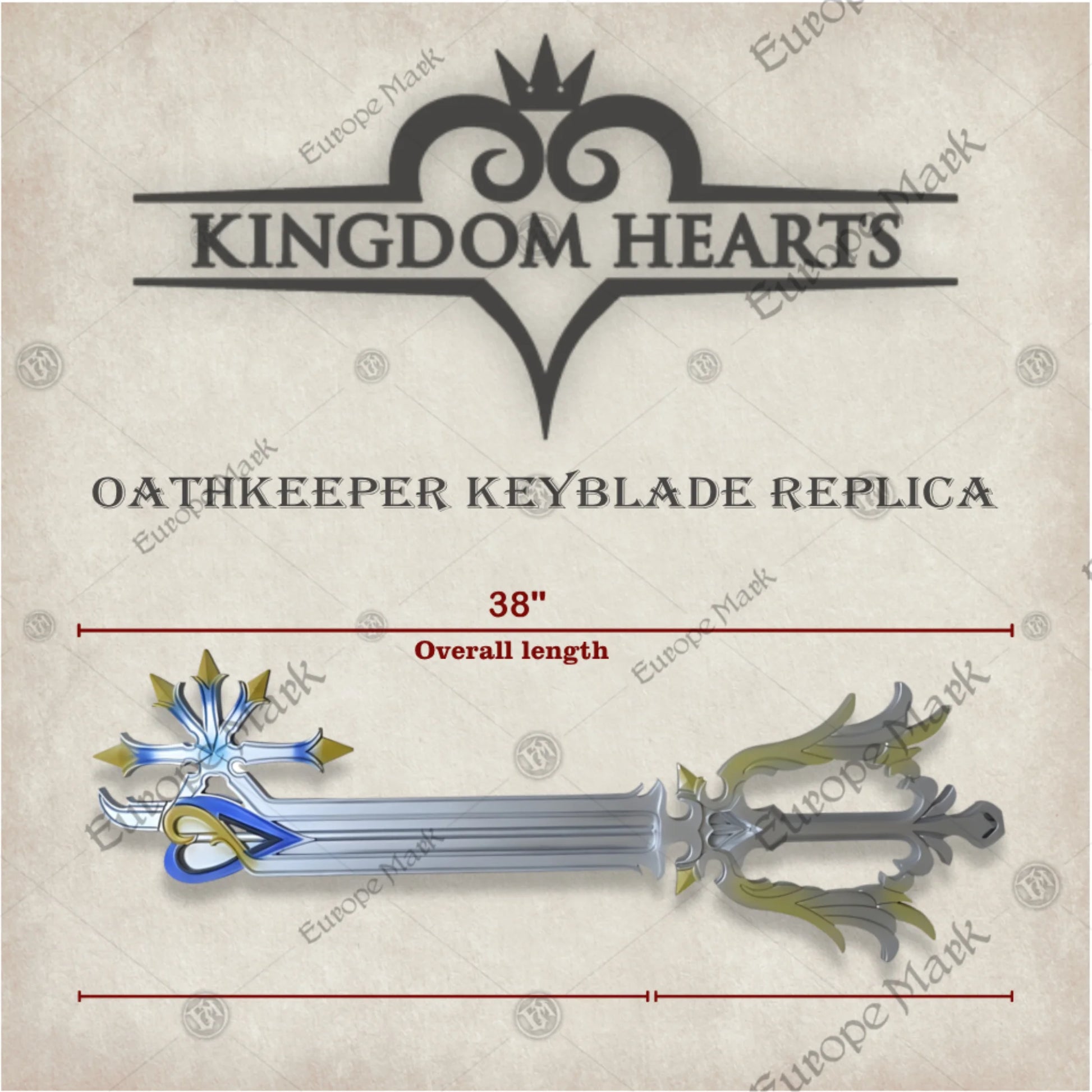 Premium Oathkeeper Kingdom Hearts Keyblade Replica with high-density foam.