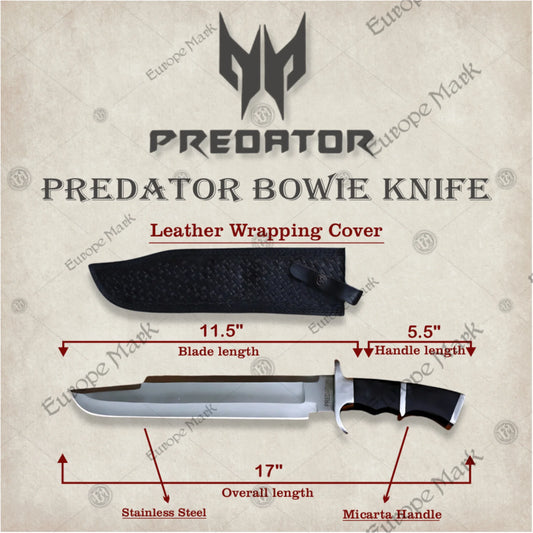 Premium Predator Bowie Knife Cosplay Replica with Ebony Stand