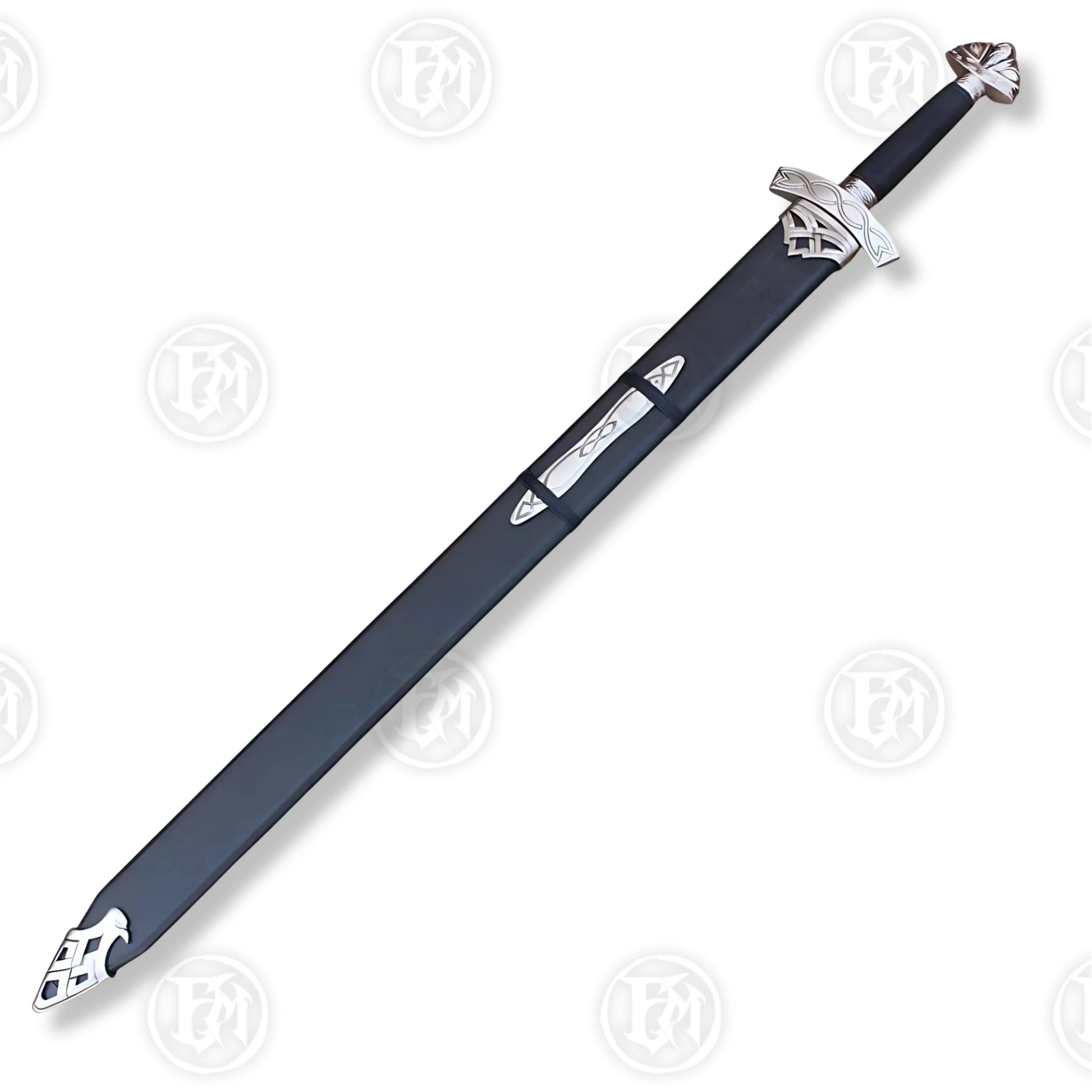 Premium Ragnar Lothbrok Damascus Sword Replica with Runic Plaque