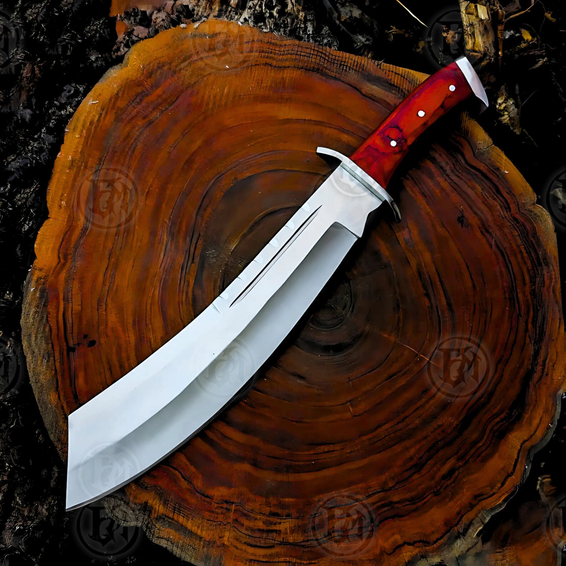 Premium Rambo Survival Machete Cosplay Replica with Walnut Stand