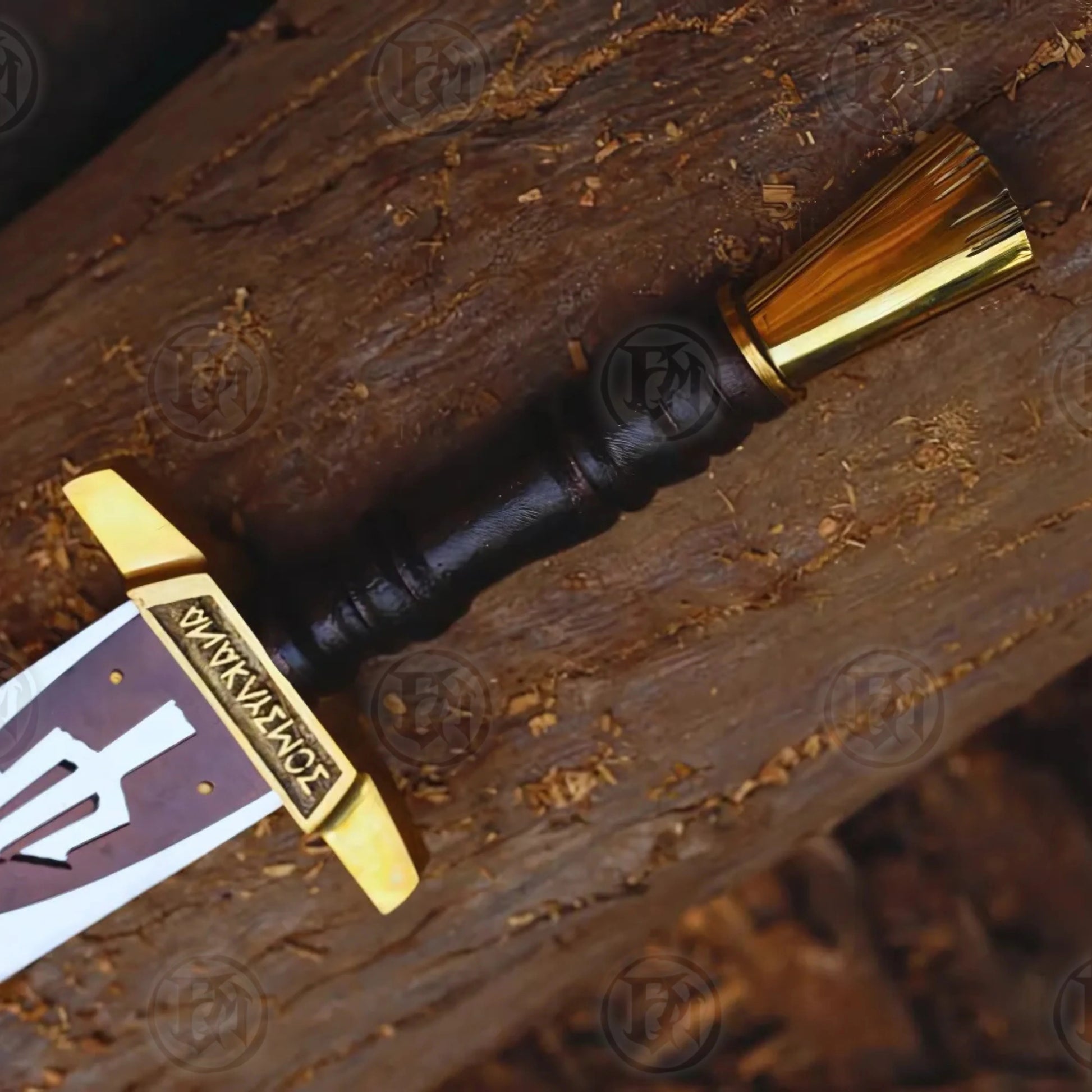 Premium Riptide Anaklusmos Percy Jackson Sword Replica with Walnut Plaque