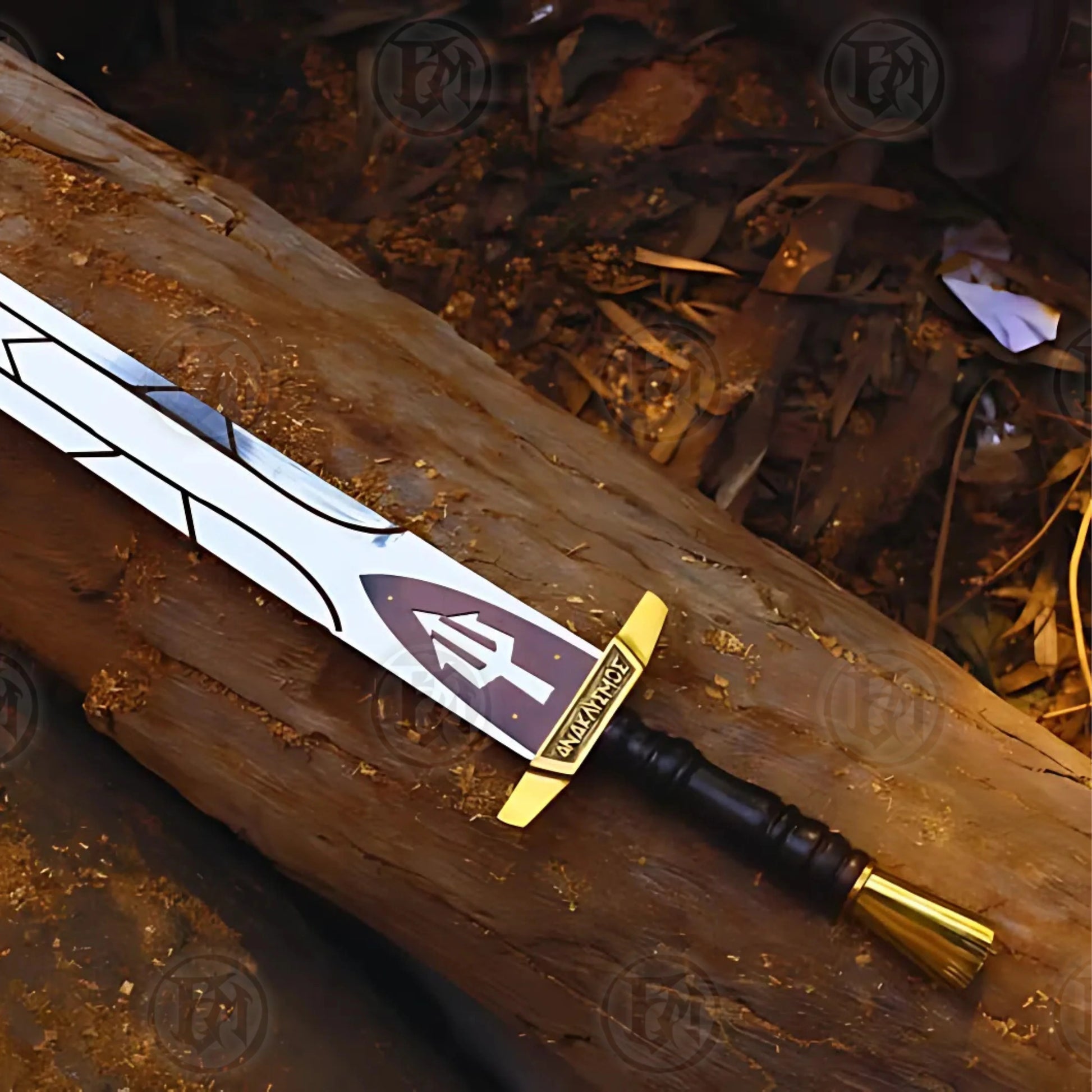 Premium Riptide Anaklusmos Percy Jackson Sword Replica with Walnut Plaque