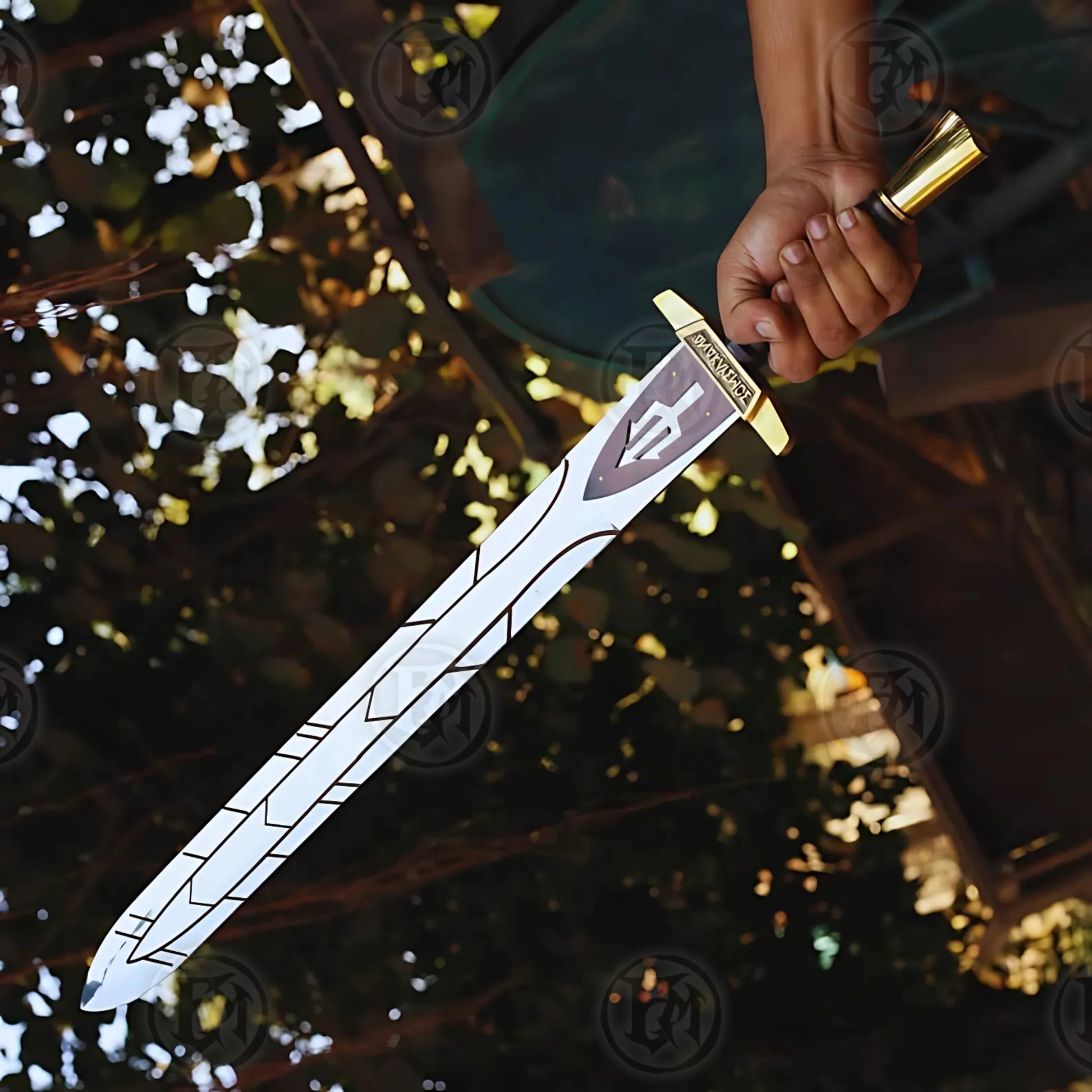 Premium Riptide Anaklusmos Percy Jackson Sword Replica with Walnut Plaque