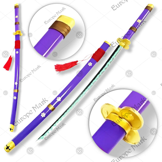 Premium Roronoa Zoro Enma Purple One Piece Katana Replica with carbon steel blade.