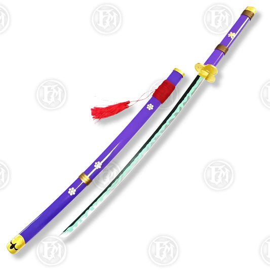Premium Roronoa Zoro Enma Purple One Piece Katana Replica with carbon steel blade.