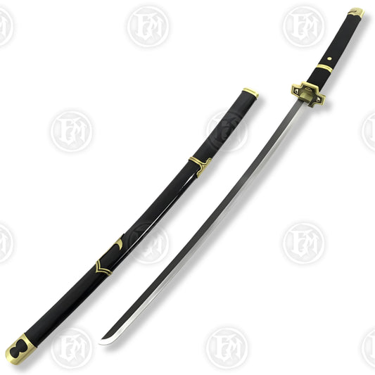 Premium Roronoa Zoro Yubashiri One Piece Katana Replica with carbon steel blade.