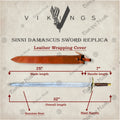 Premium Sinni Damascus Viking Sword Replica with Ash Wood Plaque