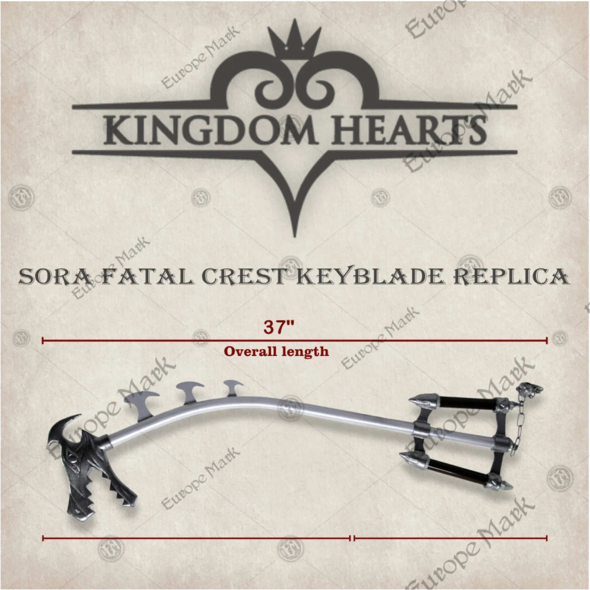 Premium Sora Fatal Crest Dragon Kingdom Hearts Keyblade Replica with stainless steel blade.