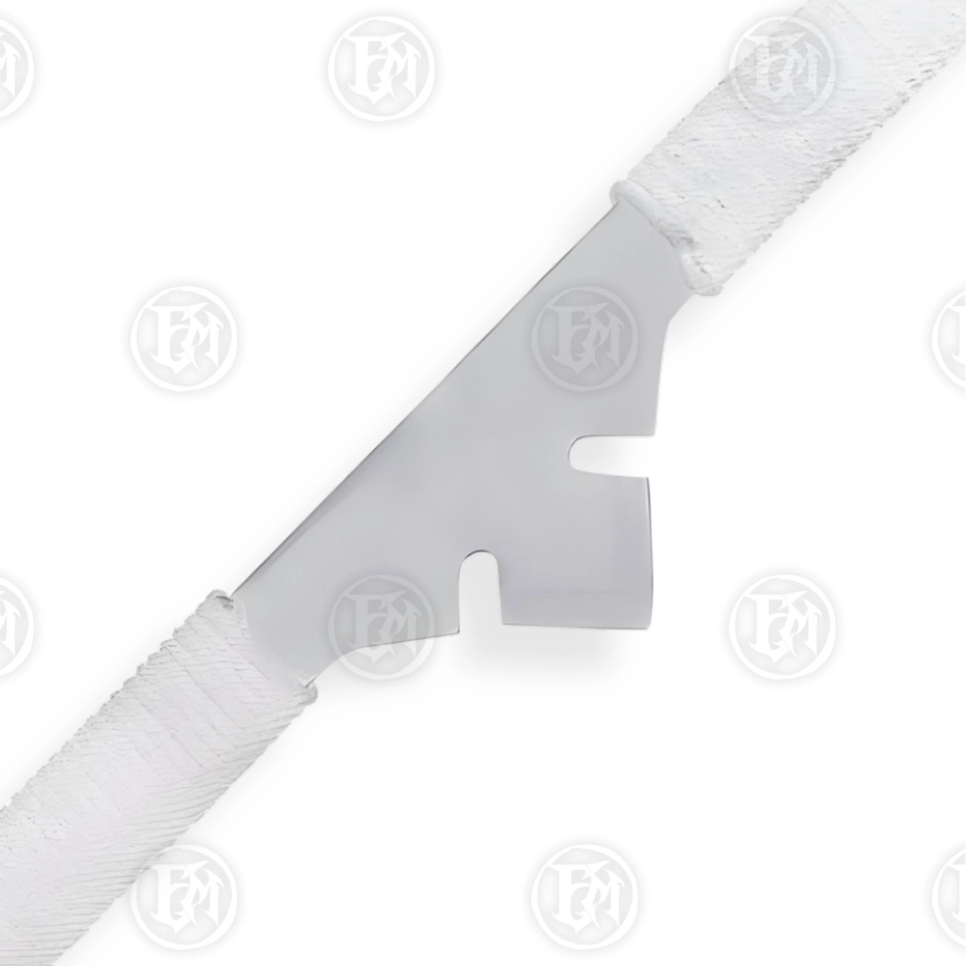 Premium Star Trek Medieval White Klingon Bat'leth Replica with stainless steel blade.