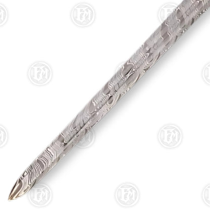 Premium Templar Knights Damascus Longsword Replica with Oak Plaque
